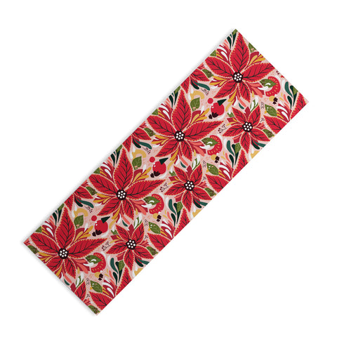 Avenie Abstract Floral Poinsettia Red Yoga Mat