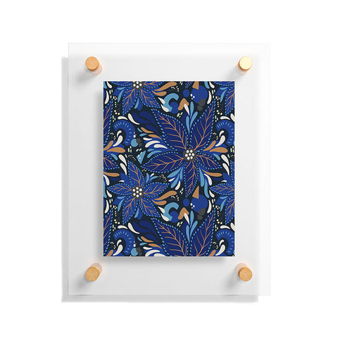 Avenie Abstract Florals Blue Floating Acrylic Print