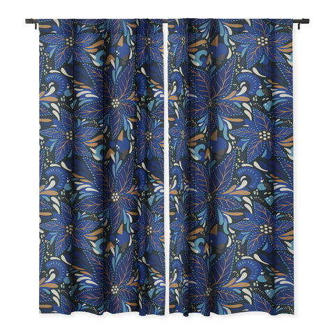 Avenie Abstract Florals Blue Blackout Non Repeat