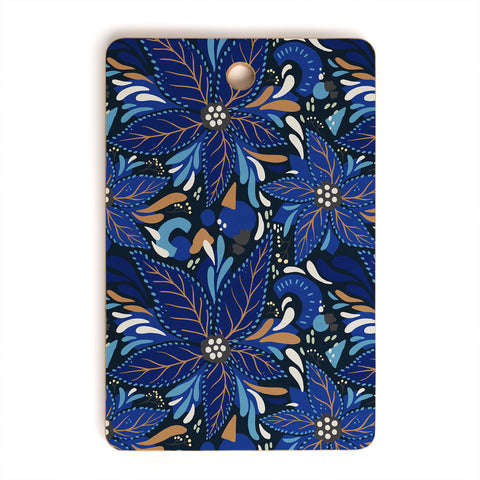Avenie Abstract Florals Blue Cutting Board Rectangle