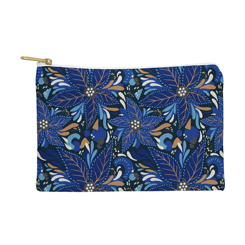 Avenie Abstract Florals Blue Pouch
