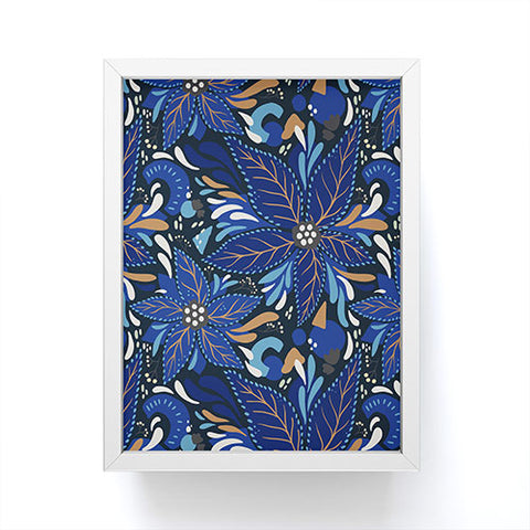Avenie Abstract Florals Blue Framed Mini Art Print