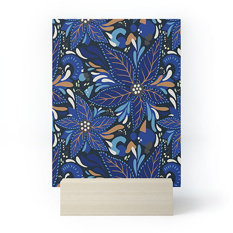Avenie Abstract Florals Blue Mini Art Print