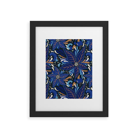 Avenie Abstract Florals Blue Framed Art Print