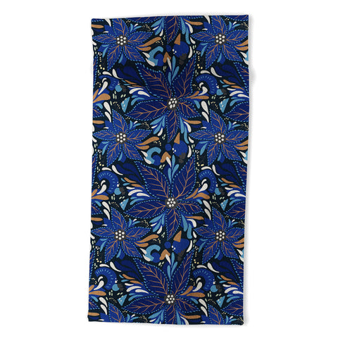Avenie Abstract Florals Blue Beach Towel