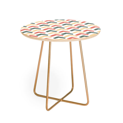 Avenie Abstract Herringbone Colorful Round Side Table