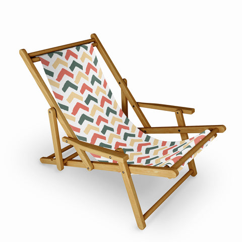 Avenie Abstract Herringbone Colorful Sling Chair