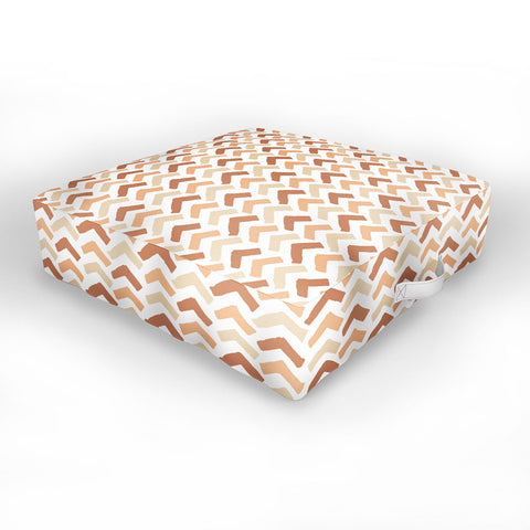 Avenie Abstract Herringbone Sand Hues Outdoor Floor Cushion