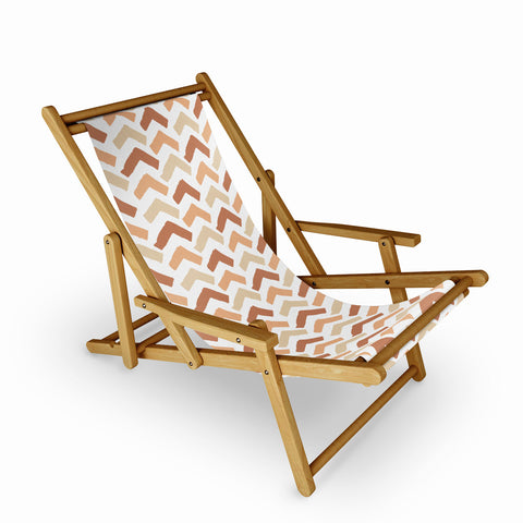 Avenie Abstract Herringbone Sand Hues Sling Chair