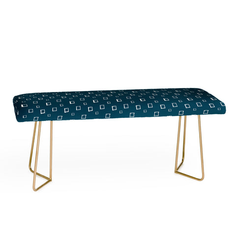 Avenie Abstract Squares Navy Blue Bench