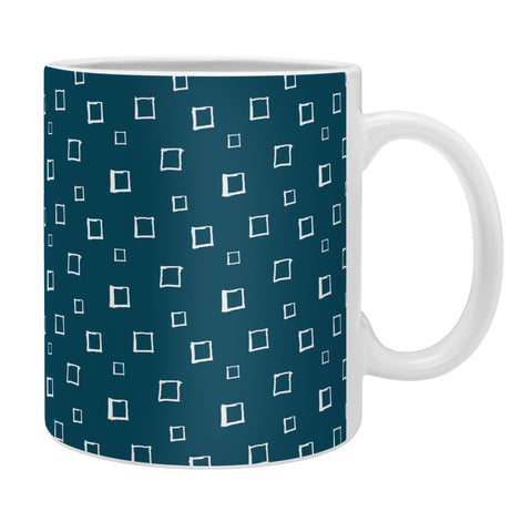 Avenie Abstract Squares Navy Blue Coffee Mug