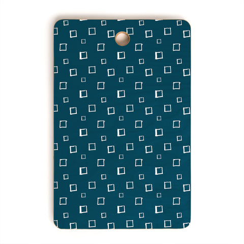 Avenie Abstract Squares Navy Blue Cutting Board Rectangle