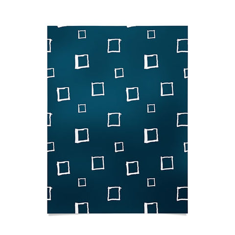Avenie Abstract Squares Navy Blue Poster