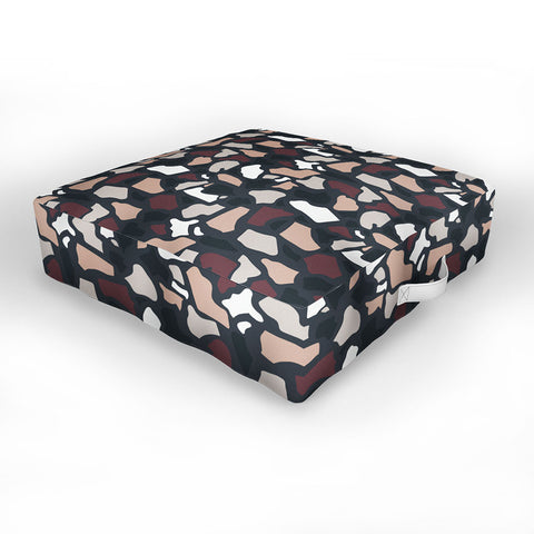 Avenie Abstract Terrazzo Black Outdoor Floor Cushion