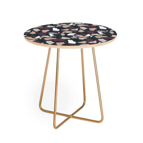 Avenie Abstract Terrazzo Black Round Side Table