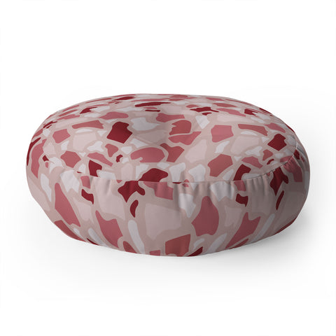 Avenie Abstract Terrazzo Pink Floor Pillow Round