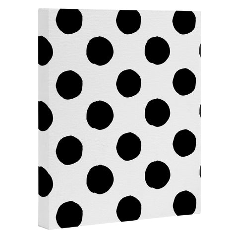 Avenie Big Polka Dots Black and White Art Canvas