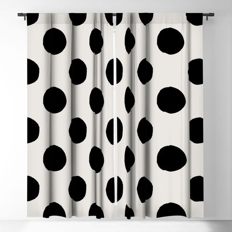 Avenie Big Polka Dots Black and White Blackout Window Curtain