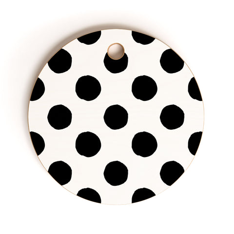 Avenie Big Polka Dots Black and White Cutting Board Round