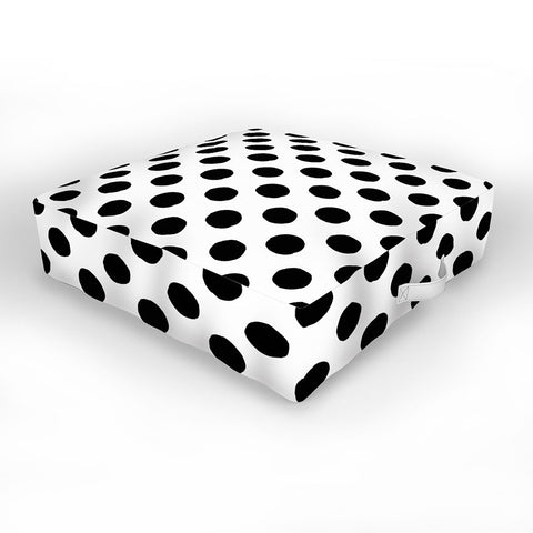 Avenie Big Polka Dots Black and White Outdoor Floor Cushion