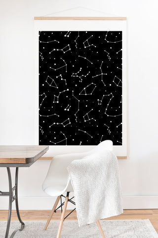 Avenie Black and White Constellations Art Print And Hanger