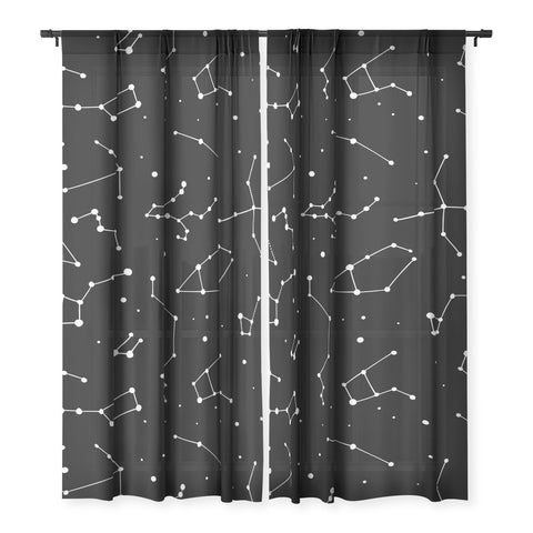 Avenie Black and White Constellations Sheer Non Repeat