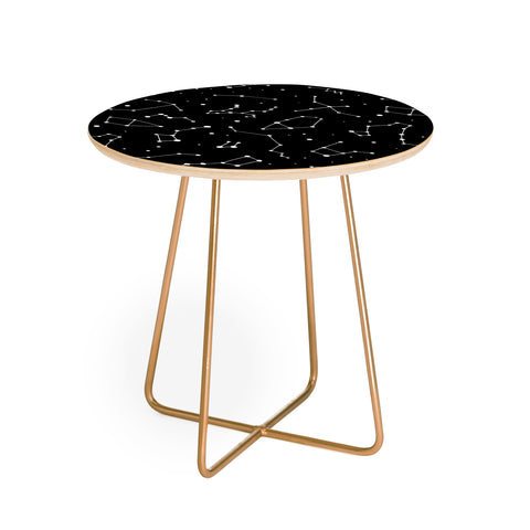 Avenie Black and White Constellations Round Side Table