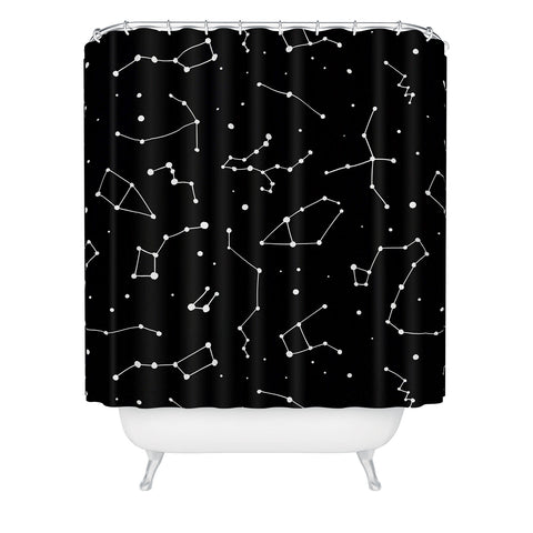 Avenie Black and White Constellations Shower Curtain