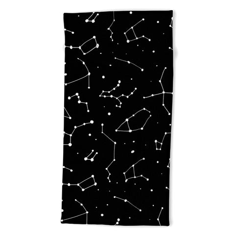 Avenie Black and White Constellations Beach Towel