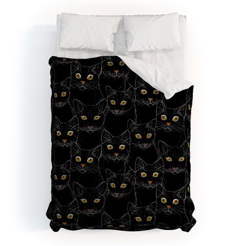 Avenie Black Cat Portraits Comforter