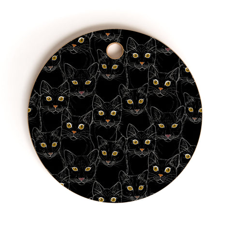 Avenie Black Cat Portraits Cutting Board Round