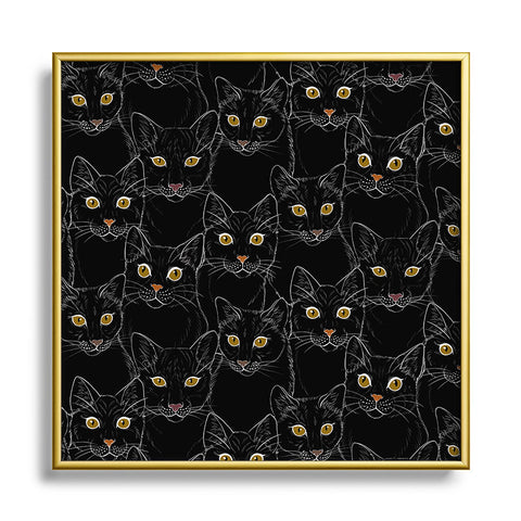 Avenie Black Cat Portraits Square Metal Framed Art Print