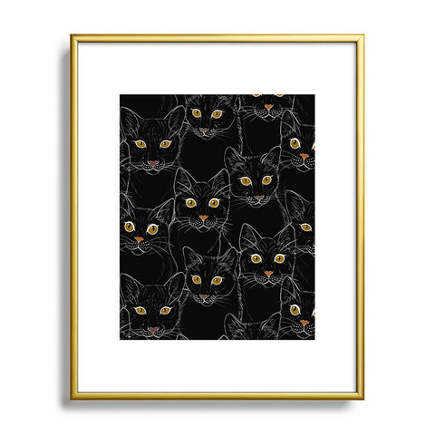 Avenie Black Cat Portraits Metal Framed Art Print