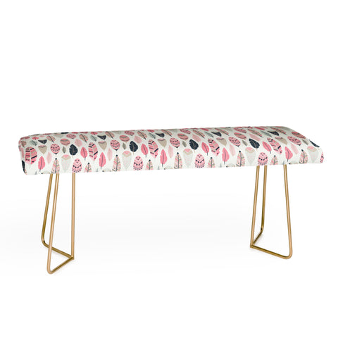 Avenie Boho Feathers Pink and Navy Bench