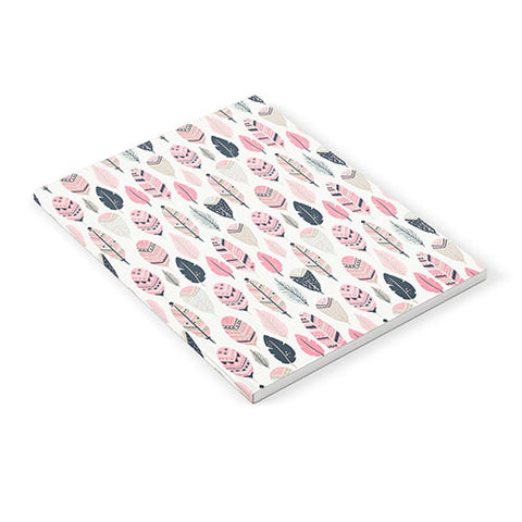 Avenie Boho Feathers Pink and Navy Notebook