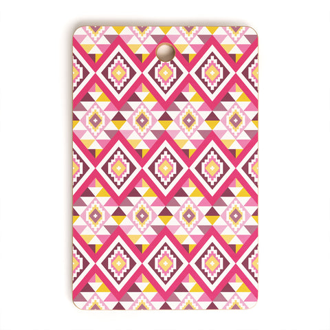 Avenie Boho Gem Pink and Yellow Cutting Board Rectangle