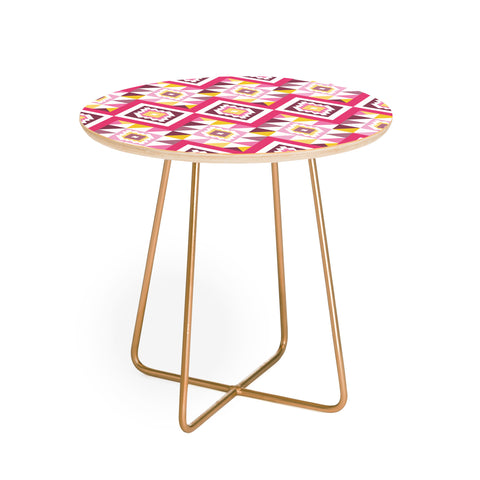 Avenie Boho Gem Pink and Yellow Round Side Table