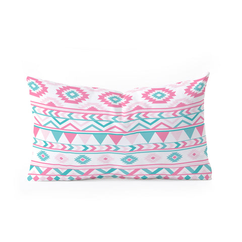 Avenie Boho Harmony Pink and Teal Oblong Throw Pillow