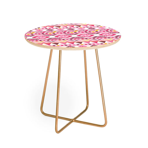 Avenie Boho Harmony Pink and Yellow Round Side Table