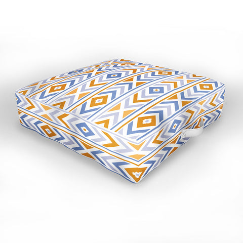 Avenie Boho Horizon Blue and Orange Outdoor Floor Cushion