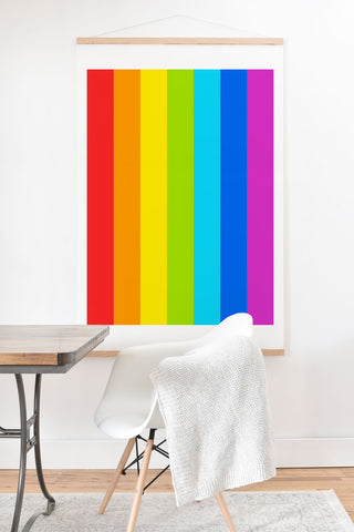 Avenie Bright Rainbow Stripes Art Print And Hanger