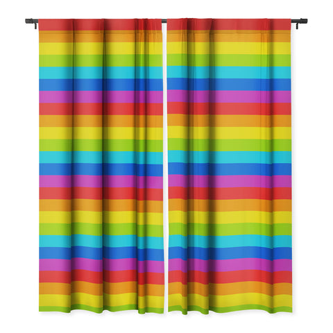 Avenie Bright Rainbow Stripes Blackout Window Curtain