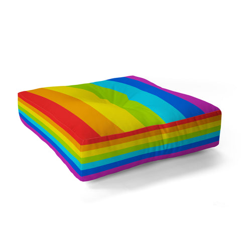 Avenie Bright Rainbow Stripes Floor Pillow Square
