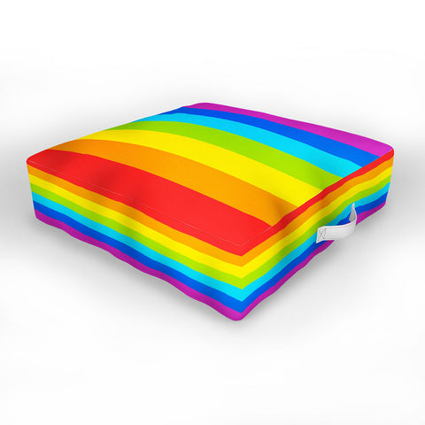 Avenie Bright Rainbow Stripes Outdoor Floor Cushion