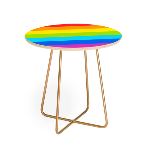 Avenie Bright Rainbow Stripes Round Side Table