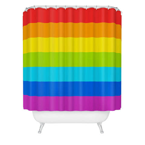 Avenie Bright Rainbow Stripes Shower Curtain