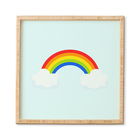 Avenie Bright Rainbow With Clouds Framed Wall Art