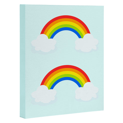 Avenie Bright Rainbow With Clouds Art Canvas