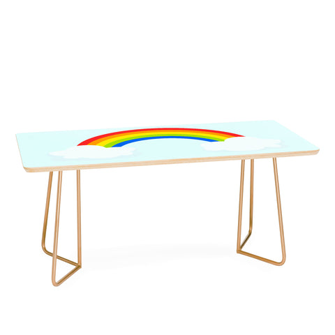 Avenie Bright Rainbow With Clouds Coffee Table