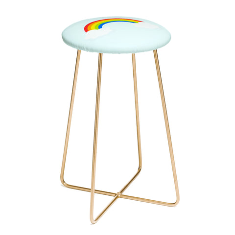 Avenie Bright Rainbow With Clouds Counter Stool